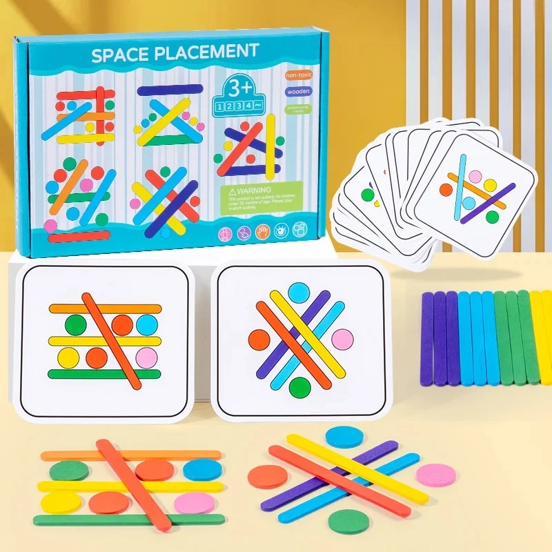 Kids Educational Game 3 - Детская радужная палочка-головоломка для мышления, деревянная