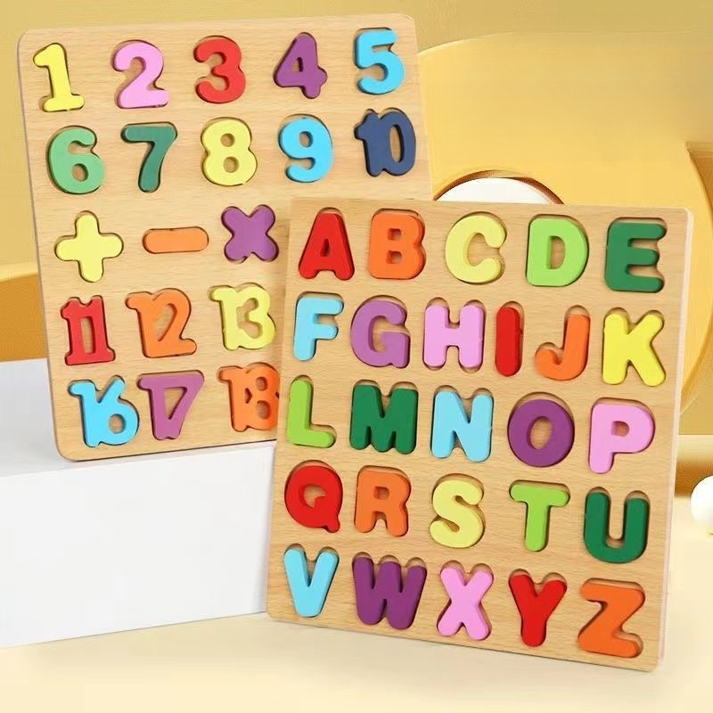 Kids Education Alphabet Numbers - Деревянная доска-головоломка с алфавитом, деревянная головоломка