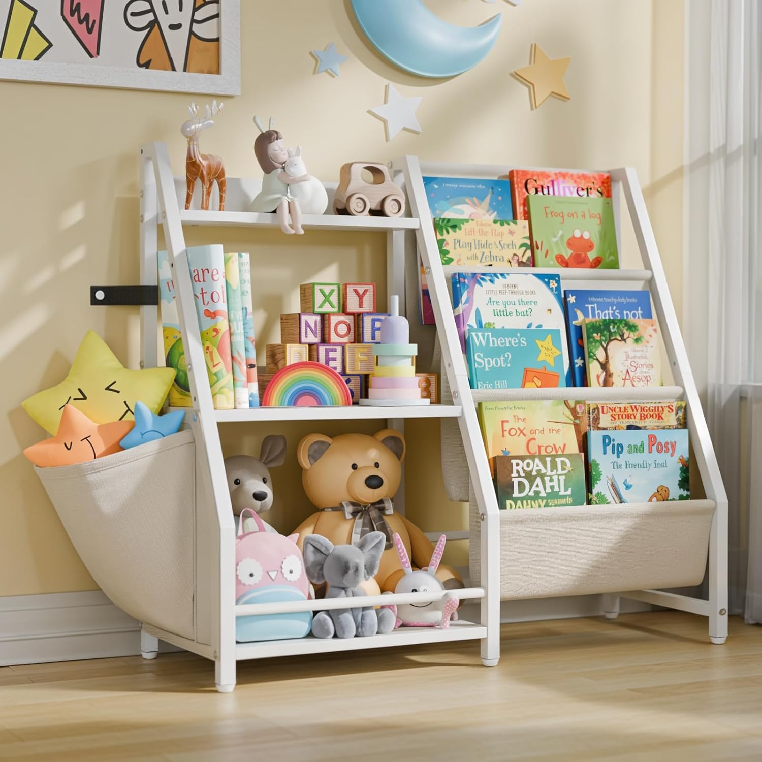 Montessori Shelf Toy - Трехуровневая детская книжная полка и стеллаж