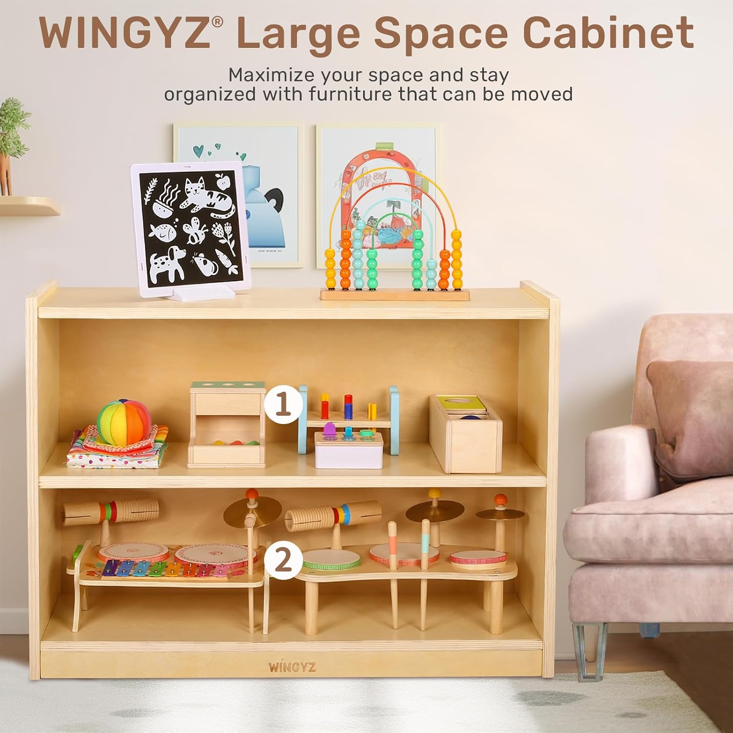 Деревянный шкаф для хранения,  – обзор и цена Montessori Shelf Toy