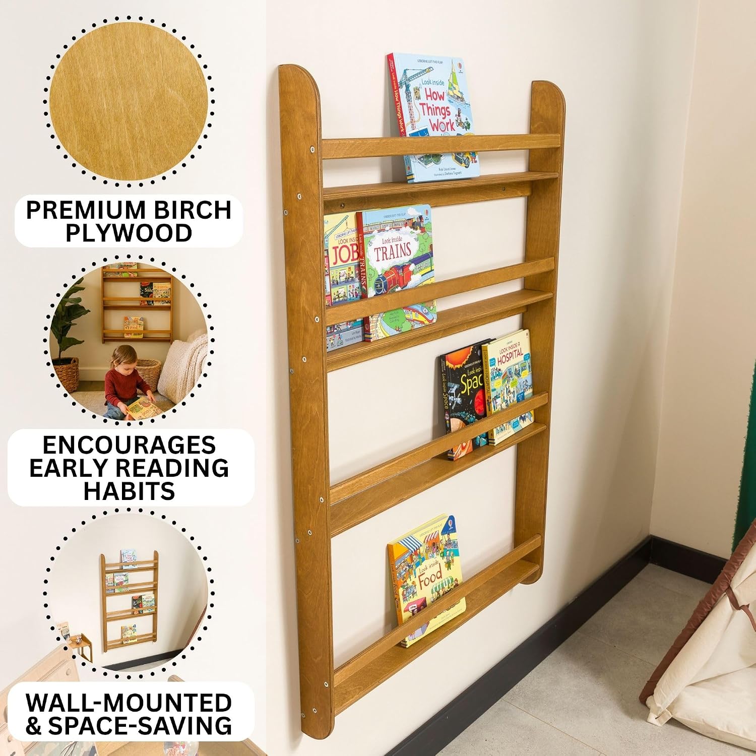 Настенная книжная полка Монтес – обзор и цена Montessori Shelf Toy