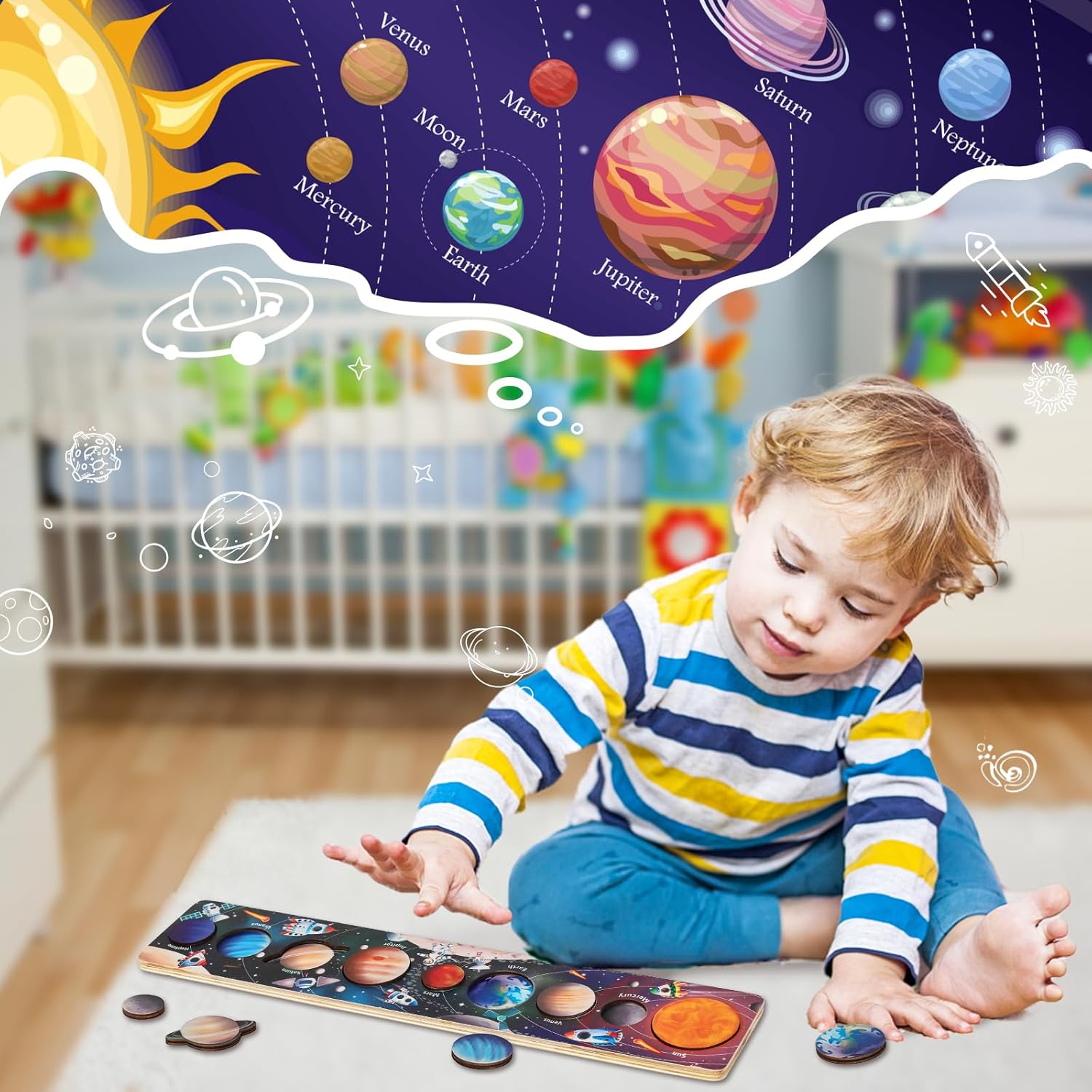 Детские деревянные пазлы с кос – обзор и цена Montessori Shelf Toy